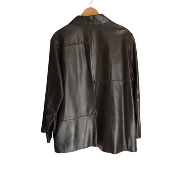 Talora Brown Lambskin Button Front Jacket Large - Picture 3 of 4